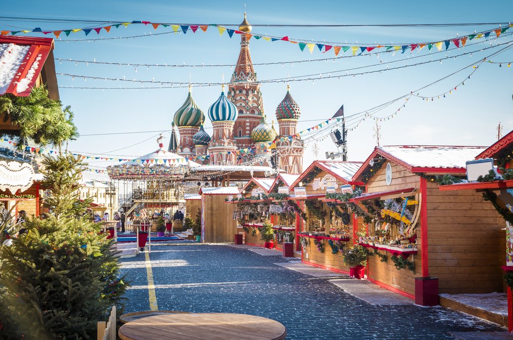 Christmas village fai, Red Square, Russia